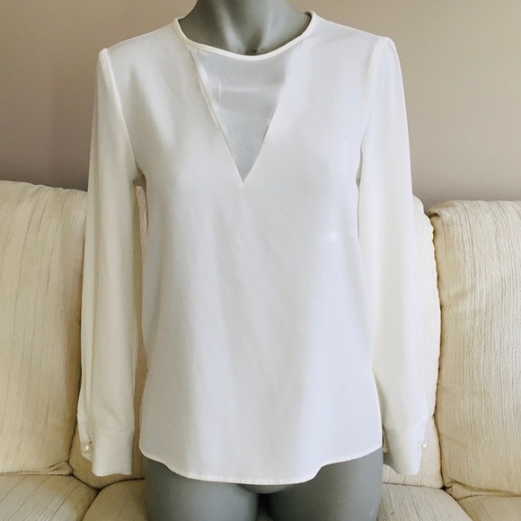 Zara Flowy White Blouse Long Sleeve XS - Picture 1 of 7